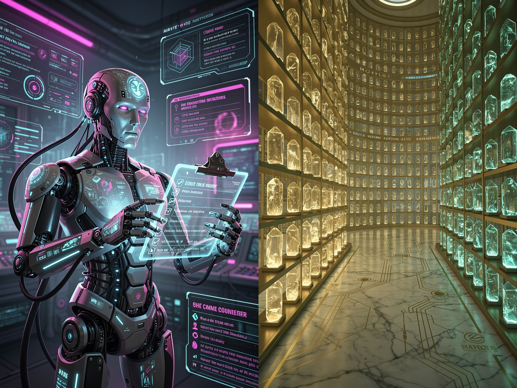 A split-screen futuristic visualization